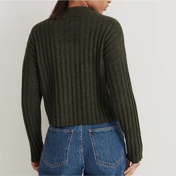 Madewell Levi Rib Mockneck Wool Blend Pullover Sweater. L - Picture 2 of 10